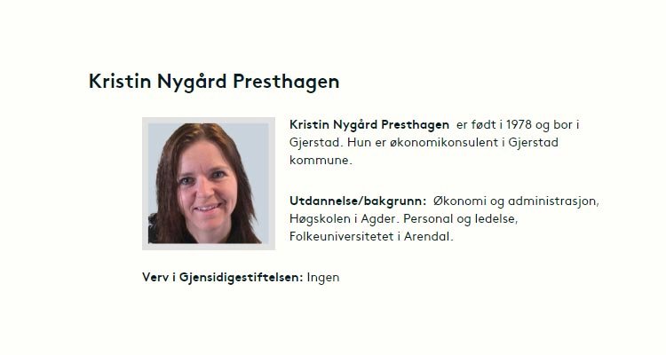 Kristin Nygård Presthagen er Gjerstads kandidat til Gjensidigestiftelsens generalforsamling