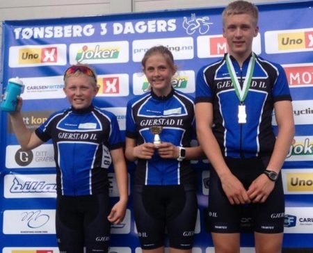 Oda Ertzeid, Halvor Sørbø og Magnus Sørbø gjorde det skarpt på sykkel i helga