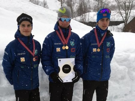 Endre De Bartolo, Håvard S. Winterkjær og Lars De Bartolo kunne stolt vise frem medaljefangsten etter helgens landsdelsmesterskap i Sirdal