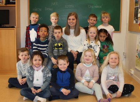 Her er den nye 1.klassen ved Gjerstad skole til skoleåret 2018/2019
