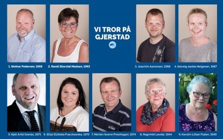 Gjerstad Høyres listekandidater til høstens kommunevalg.
